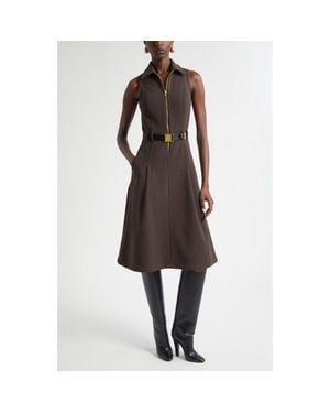 L'Agence Kylo Belted Sleeveless Shirtdress - Brown