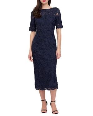 JS Collections Zaria Soutache Lace Cocktail Dress - Blue