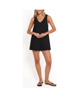 Petal & Pup Archer Cotton & Linen Romper - Black