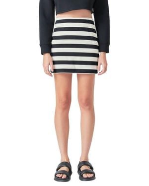 Grey Lab Stripe French Terry Miniskirt - Black