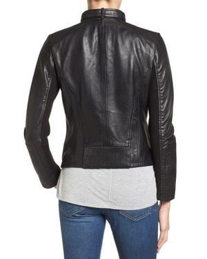 Bernardo Zip Front Leather Biker Jacket - Black