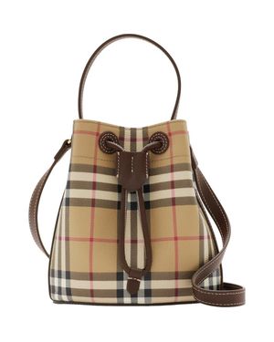 Burberry Mini Check Bucket Bag - Brown