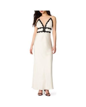 Steve Madden Allessia Lace Trim Satin Maxi Slipdress - Natural