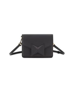 Mac Duggal Mini Leather Strap Crossbody Bag - Black