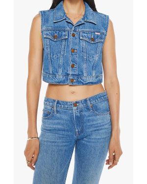 Mother Snacks! The Chiclet Denim Crop Vest - Blue