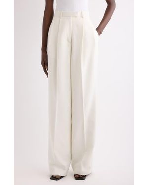 Givenchy Double Pleat Wool & Mohair Wide Leg Pants - White