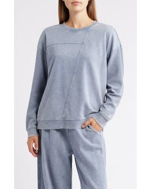 City Blues Reverse French Terry Spliced Sweatshirt - Blue