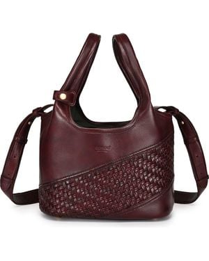 Old Trend Lily Small Handwoven Everyday Leather Tote - Purple