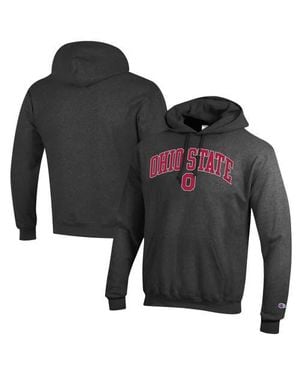 Champion Charcoal Ohio State Buckeyes Arched Logo Fleece Pullover Hoodie - Black