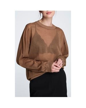 Kenneth Cole Sheer Crewneck Sweatshirt - Brown