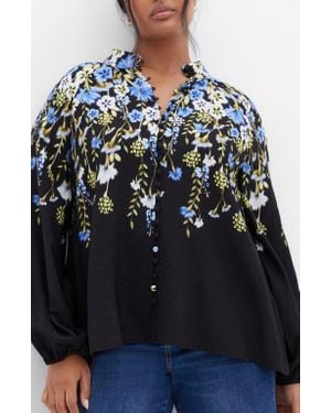 City Chic Lilliana Satin Shirt - Blue