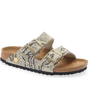 Birkenstock Arizona Snakeskin Embossed Slide Sandal - Brown