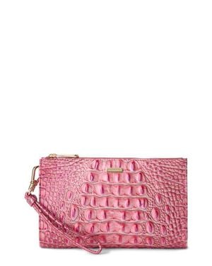 Brahmin Daisy Croc Embossed Leather Wristlet - Pink