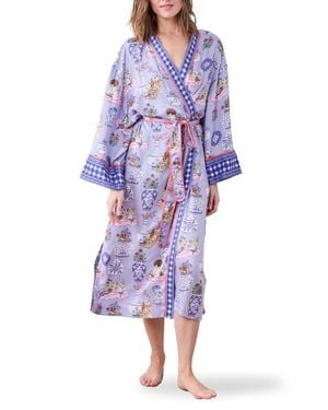 Printfresh Satin Robe - Purple