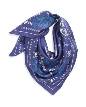Lost Pattern Paisley Silk Bandana - Blue