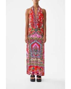 CAMILLA Deep Cowl Plunge Dress - Red