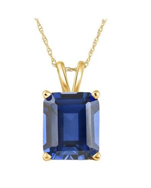 Bliss Diamond 7 1/2Ct Sapphire Diamond Solitaire Pendant 14K Necklace Lab Grown - Blue
