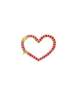 Eden Presley Diamond Double-Sided Motif Heart Lock Closure - Metallic