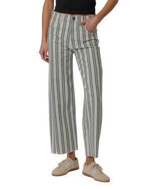 Kut From The Kloth Gwen Stripe Raw Hem High Waist Ankle Wide Leg Jeans - Multicolor