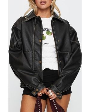Princess Polly Jaxton Faux Leather Jacket - Black