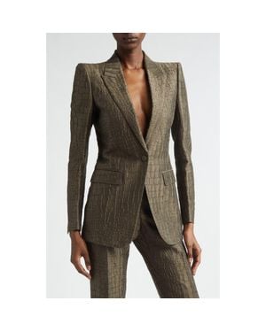 Tom Ford Crocodile Linen & Silk Blend Jacquard Jacket - Green