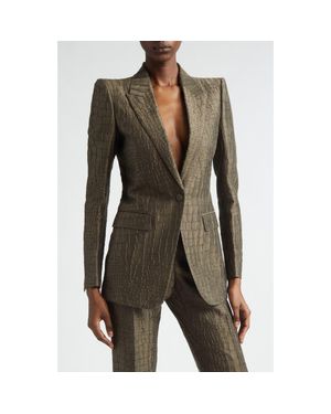 Tom Ford Crocodile Linen & Silk Blend Jacquard Jacket - Green