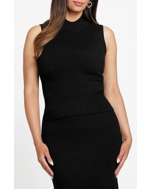 Marciano Agathe Mock Neck Sleeveless Sweater - Black