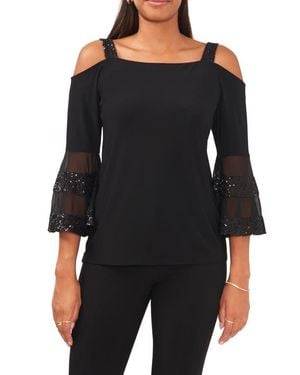 Chaus Cold Shoulder Bell Sleeve Top - Black