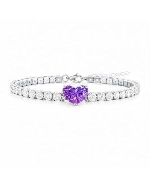 Donatello Gian Crystal Heart Tennis Bracelets - Purple