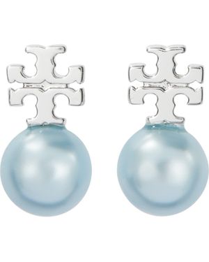 Tory Burch Faux Pearl Stud Earrings - Blue
