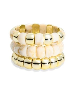 Panacea Set Of 3 Beaded Resin Stretch Bracelets - Metallic