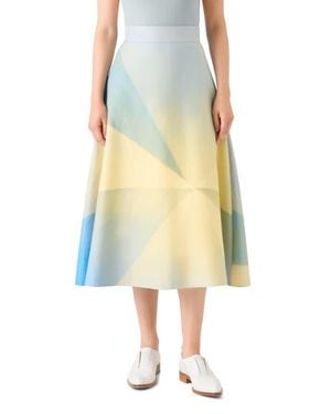 Akris Sunbeam A-Line Cotton Midi Skirt - Yellow