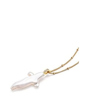 Nialaya Pearl Cross Chain Necklace - Multicolor