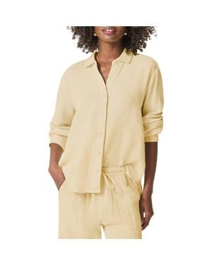 Splendid Adele Oversize Cotton Gauze Button-Up Shirt - Natural