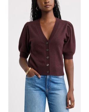 Caslon Wool & Cashmere Puff Sleeve Cardigan - Red