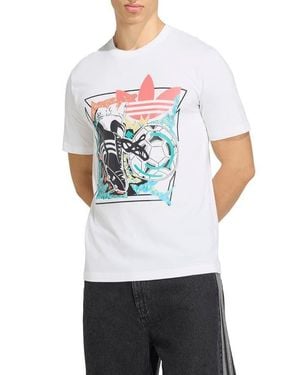 adidas Anime Soccer Cotton Graphic T-Shirt - Gray