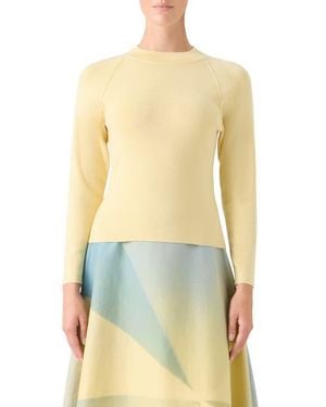 Akris Cashmere & Silk Mock Neck Sweater - Yellow