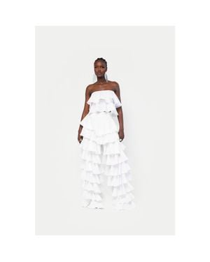 Ofuure Linen Daria Ruffle Pants - White