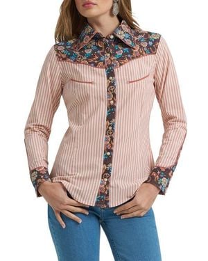 Wrangler X Lainey Wilson Prairie Print Western Snap Shirt - White