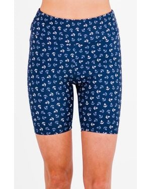 Calypsa Mid-Thigh Swim Shorts - Blue