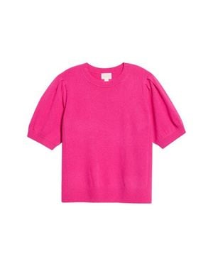Caslon Puff Sleeve Wool & Cashmere Sweater - Pink