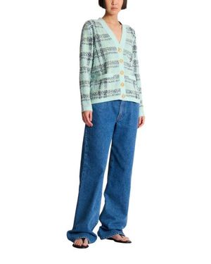 Balmain Loose Glitter Tweed Cardigan - Blue