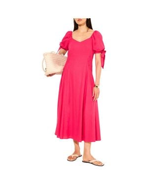 Mint Velvet Linen Blend Tie Detail Maxi Dress - Pink