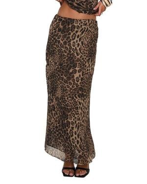 Princess Polly Eleganza Leopard Print Maxi Skirt - Brown