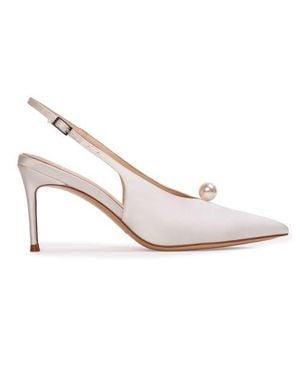 Black Suede Studio Reina 80 Satin Pump - White