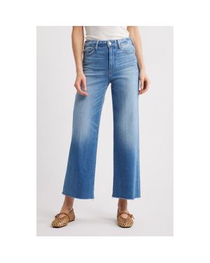 PAIGE Anessa High Waist Raw Hem Wide Leg Jeans - Blue