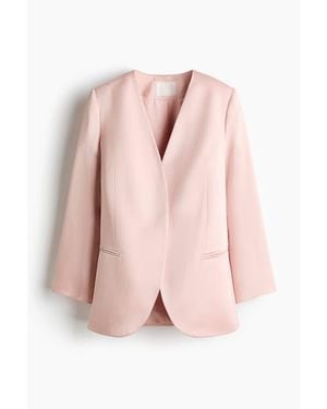 H&M Collarless Satin Blazer - Pink