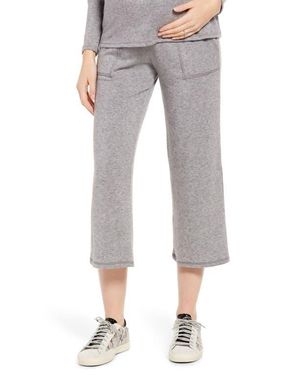 Maternal America Wide Leg Crop Maternity Pants - Gray