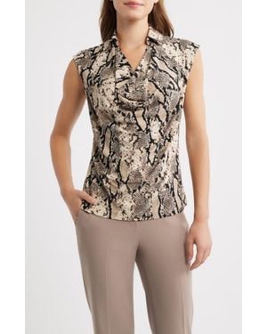 Anne Klein Cap Sleeve Shirt - Multicolor