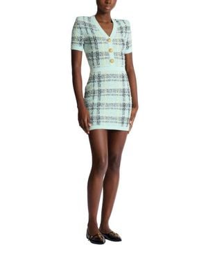 Balmain Short Glitter Tweed Dress - Blue